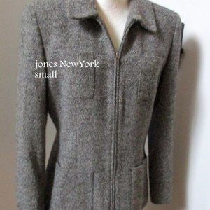 SZ 6 Jones New york Lined Zip Up Jacket Tween Gre